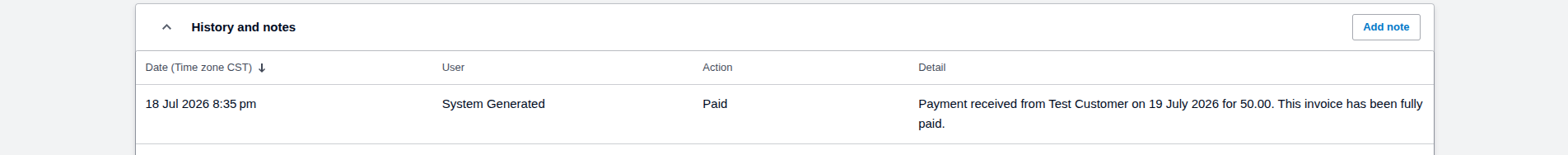Invoice history